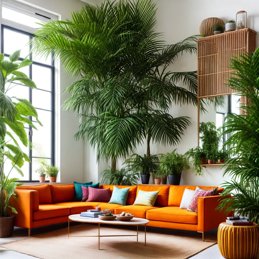 sala boho chic espelhos plantas