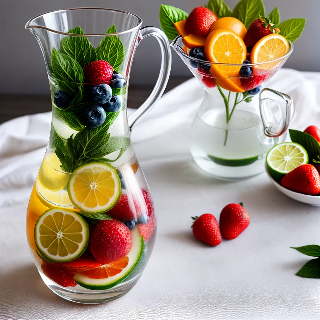 jarra vidro agua frutas mesa