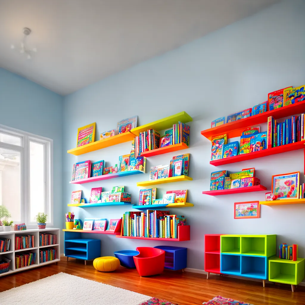 sala educativa colorida brinquedos livros
