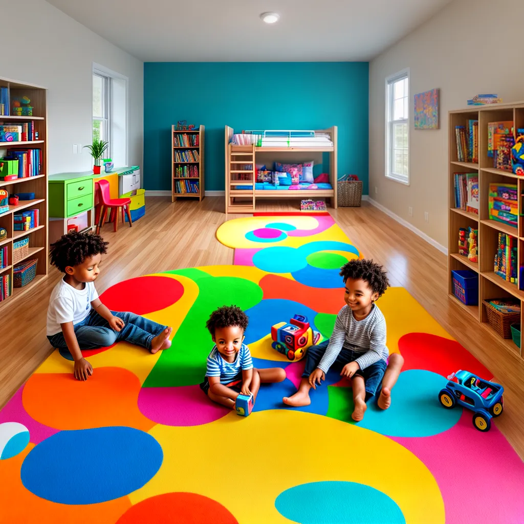 criancas brincando playroom colorida