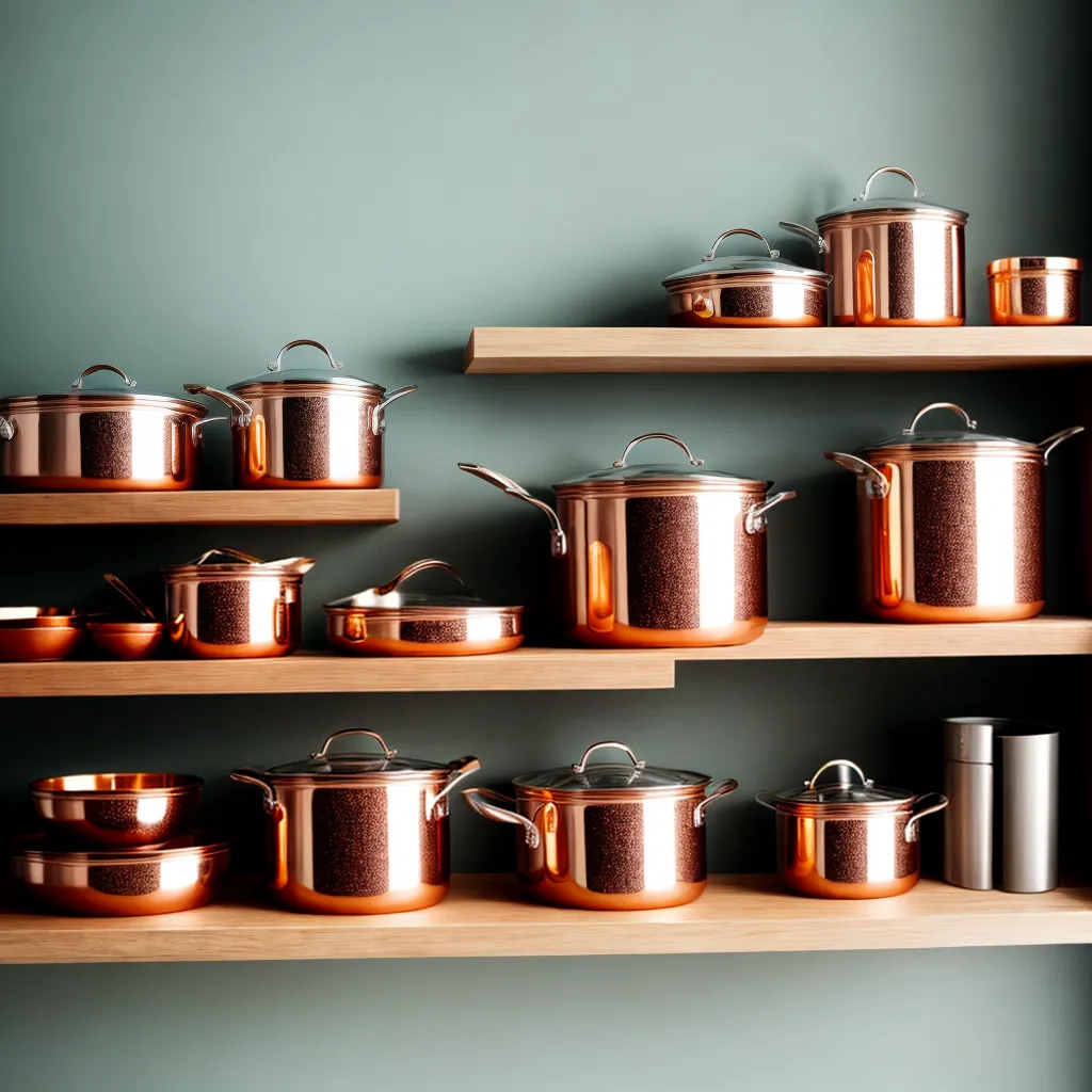 prateleira cobre brilhante cozinha 1