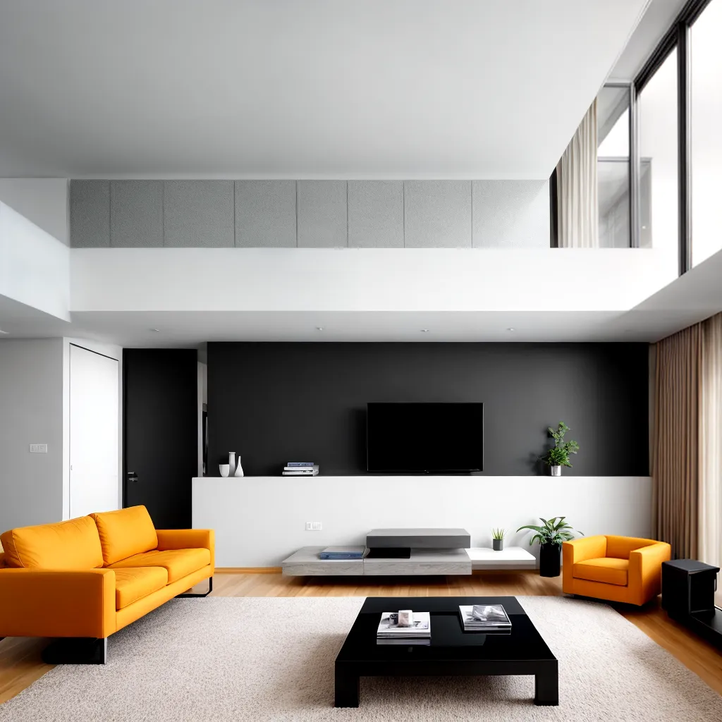 sala minimalista moveis acustica