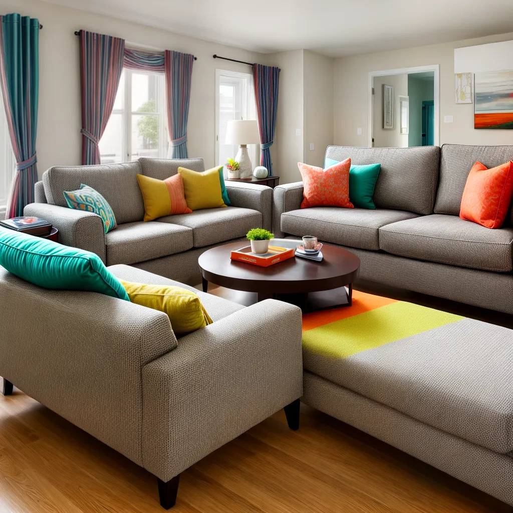 sala decorada capa sofas coloridos