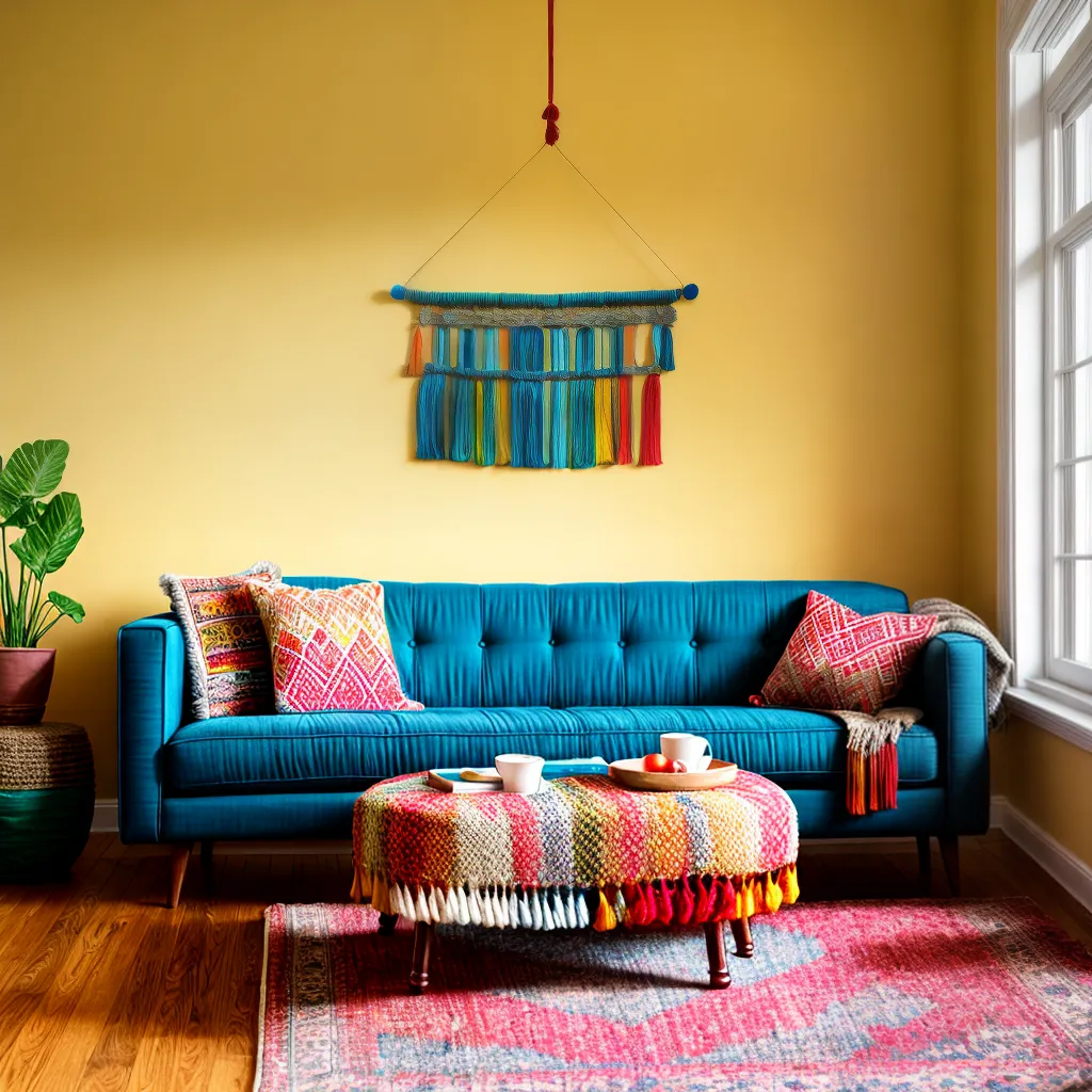 sala acochoada boho plantas