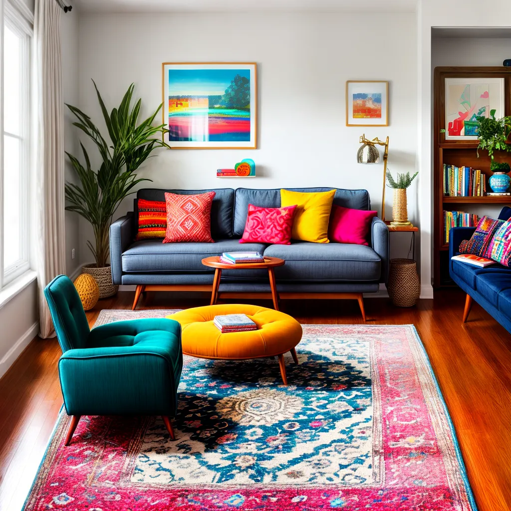 sala vibrante boho moderno