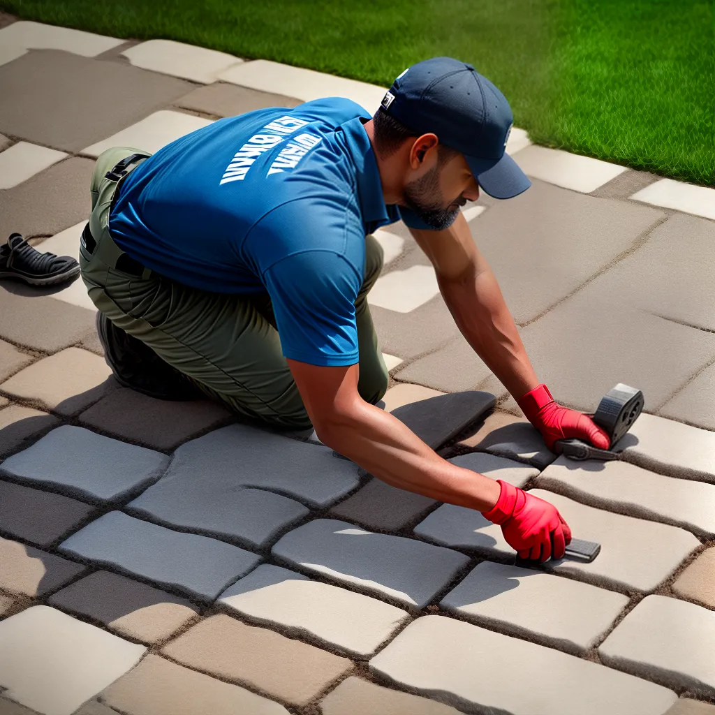 pavimentacao trabalhador encaixe cores vibrantes