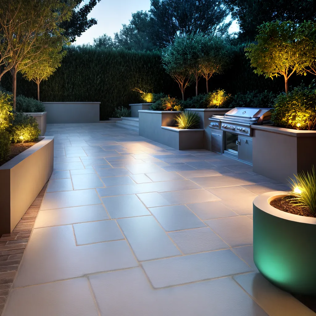 patio pavers design lights glow