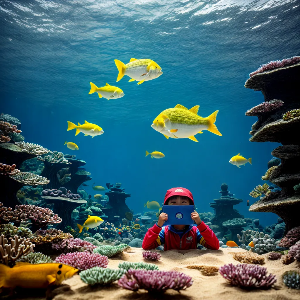 crianca montando aquario papelao