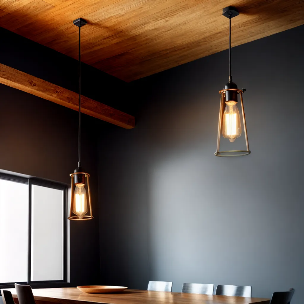 pendente industrial preto mesa rustica
