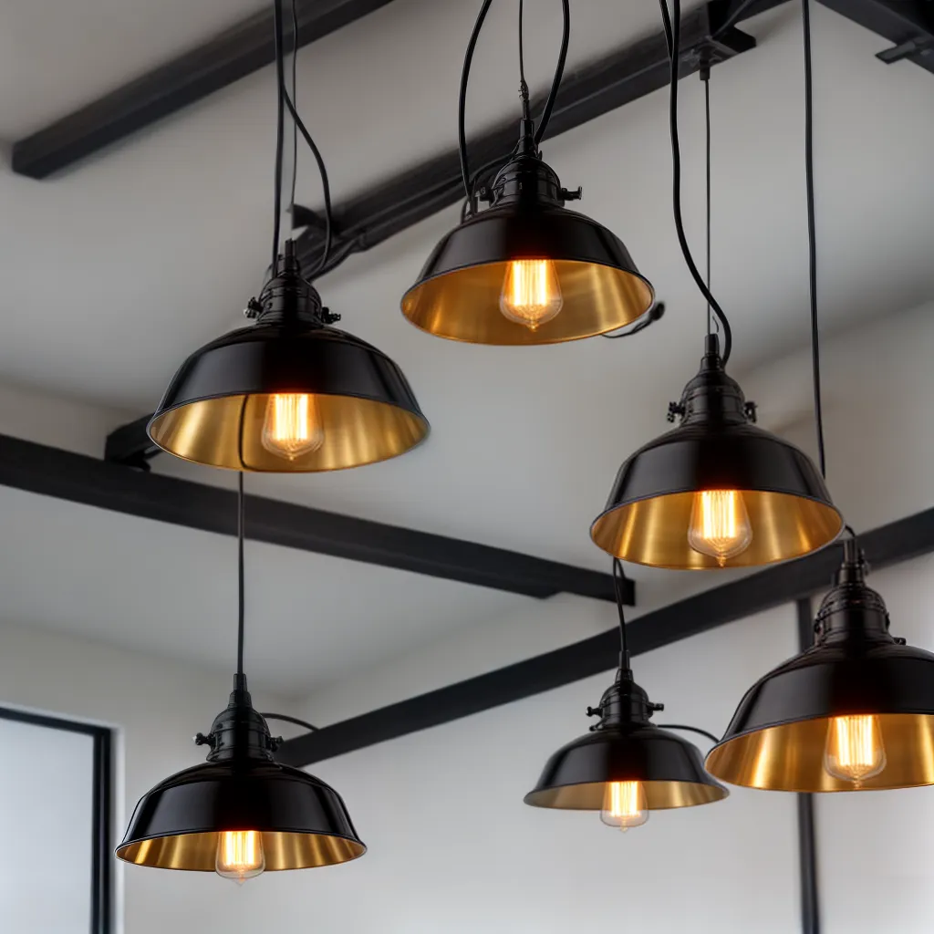 pendente industrial preto teto alto