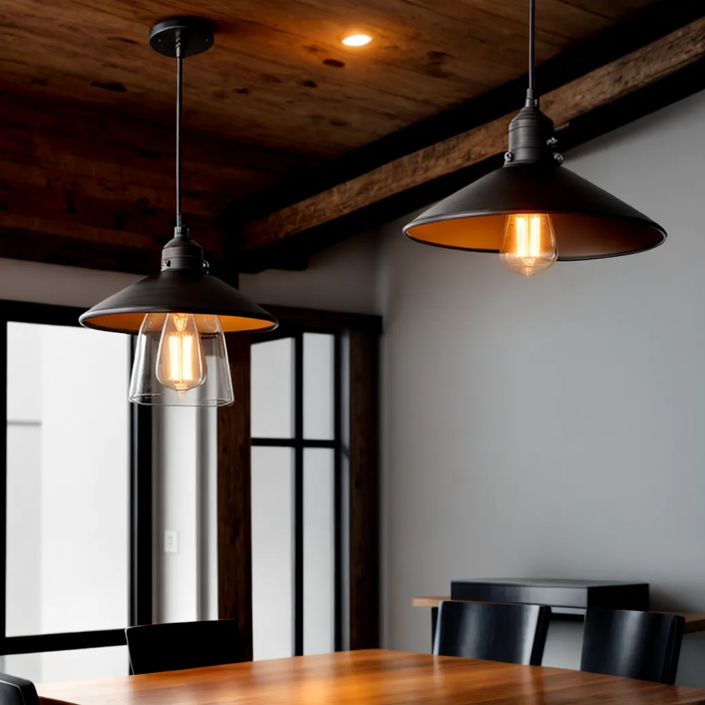 pendente preto industrial mesa rustica