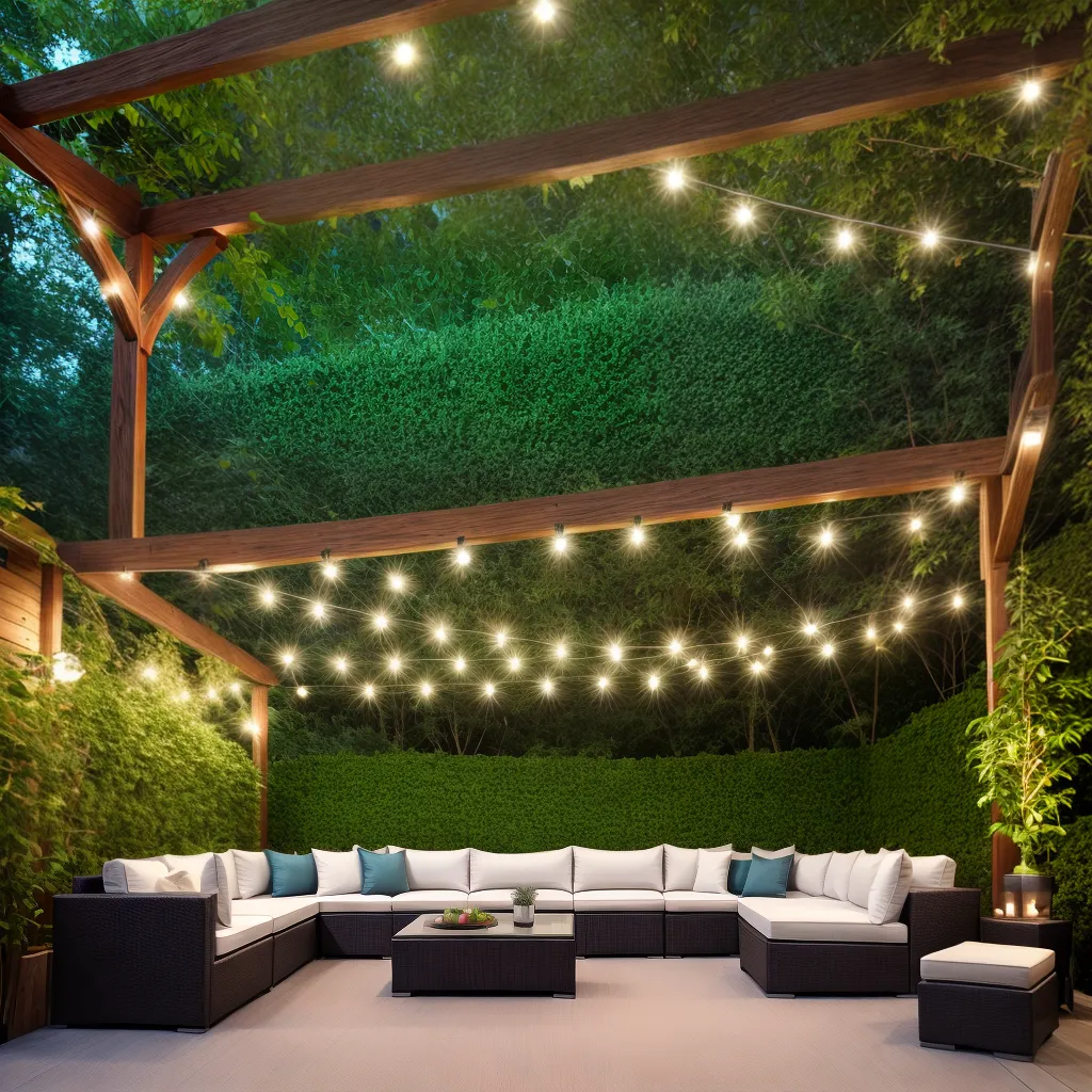 espaco externo luzes pergola aconchegante