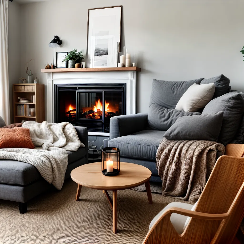 sala estar aconchegante lareira hygge