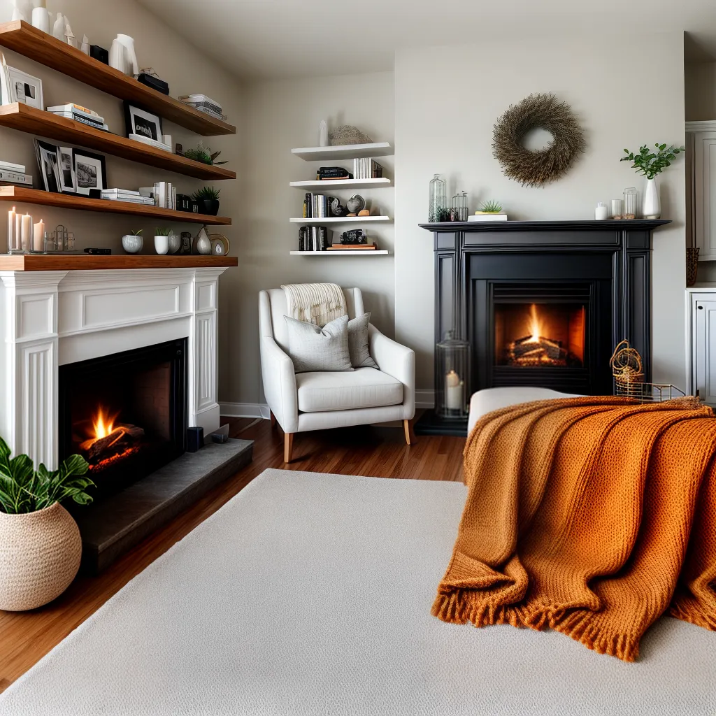 sala aconchegante lareira livros hygge