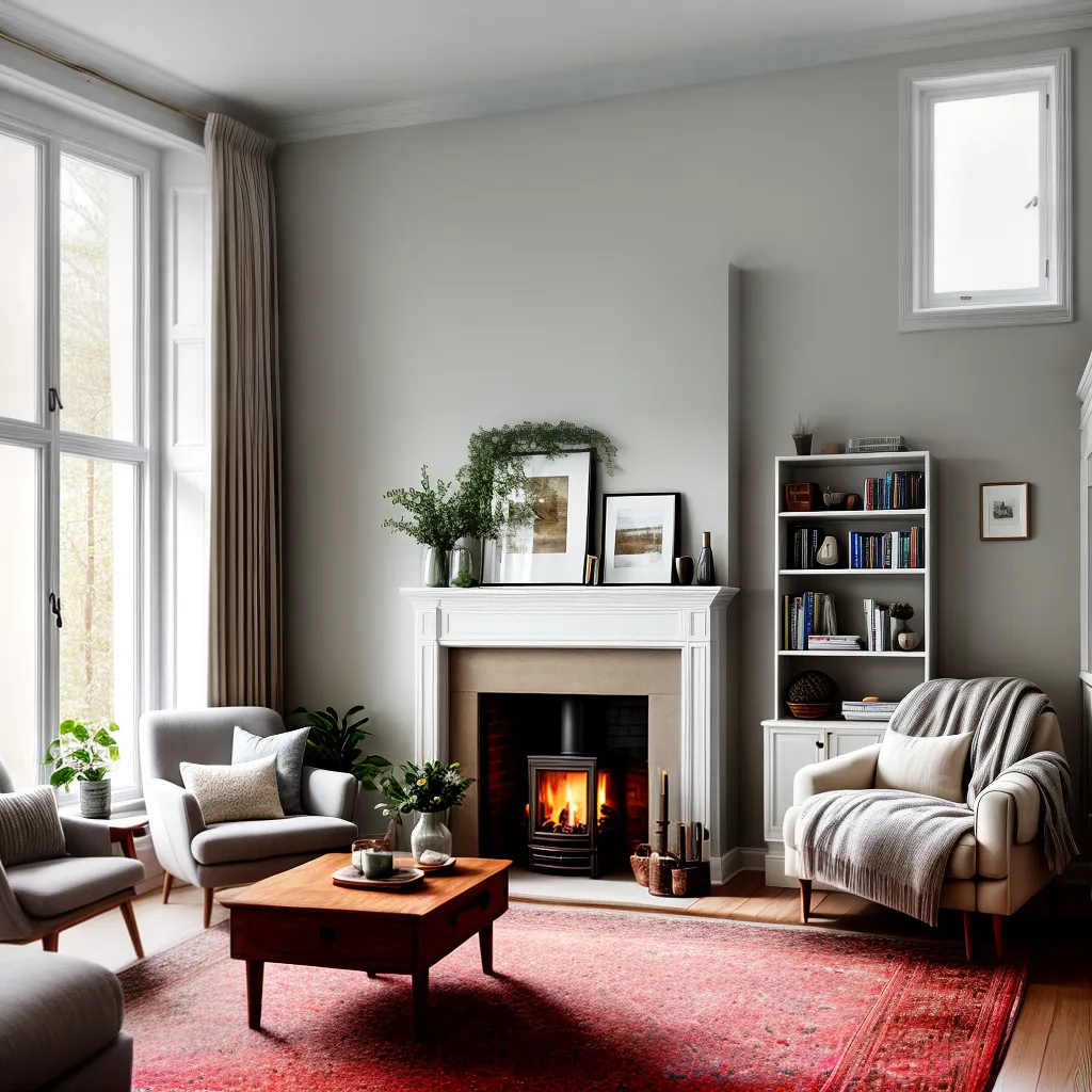 sala aconchegante lareira livros hygge 1