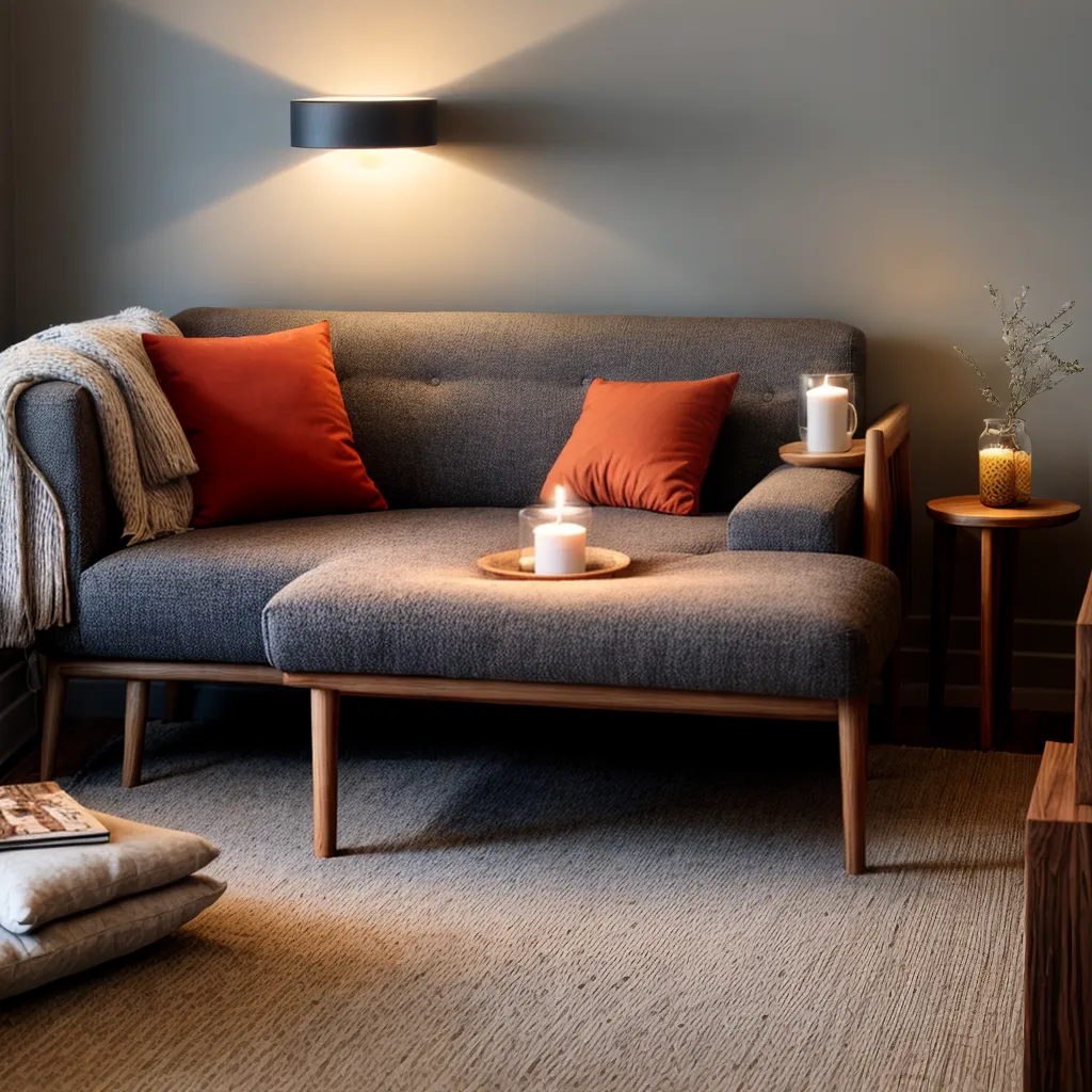sala aconchegante hygge poltrona manta