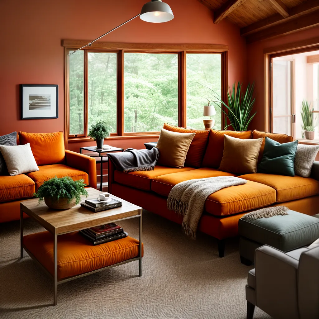 sala terracota sofa caramelo hygge