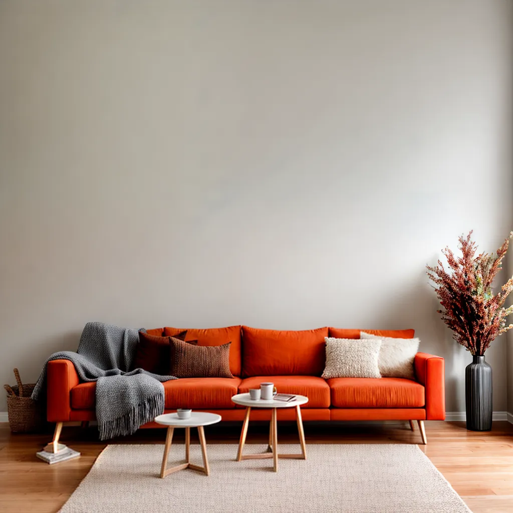 sala terracota sofa bege aconchegante 1