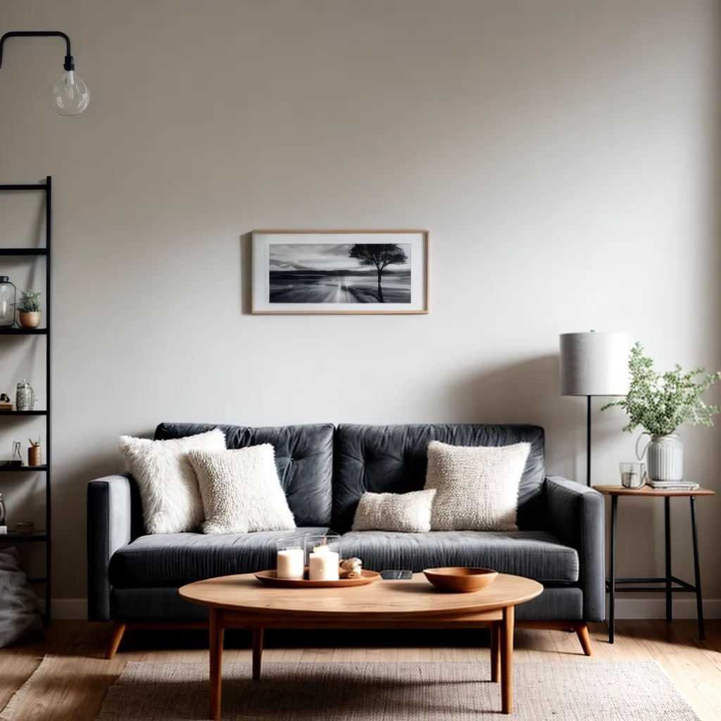 sala acoalhadora hygge sofa luzes