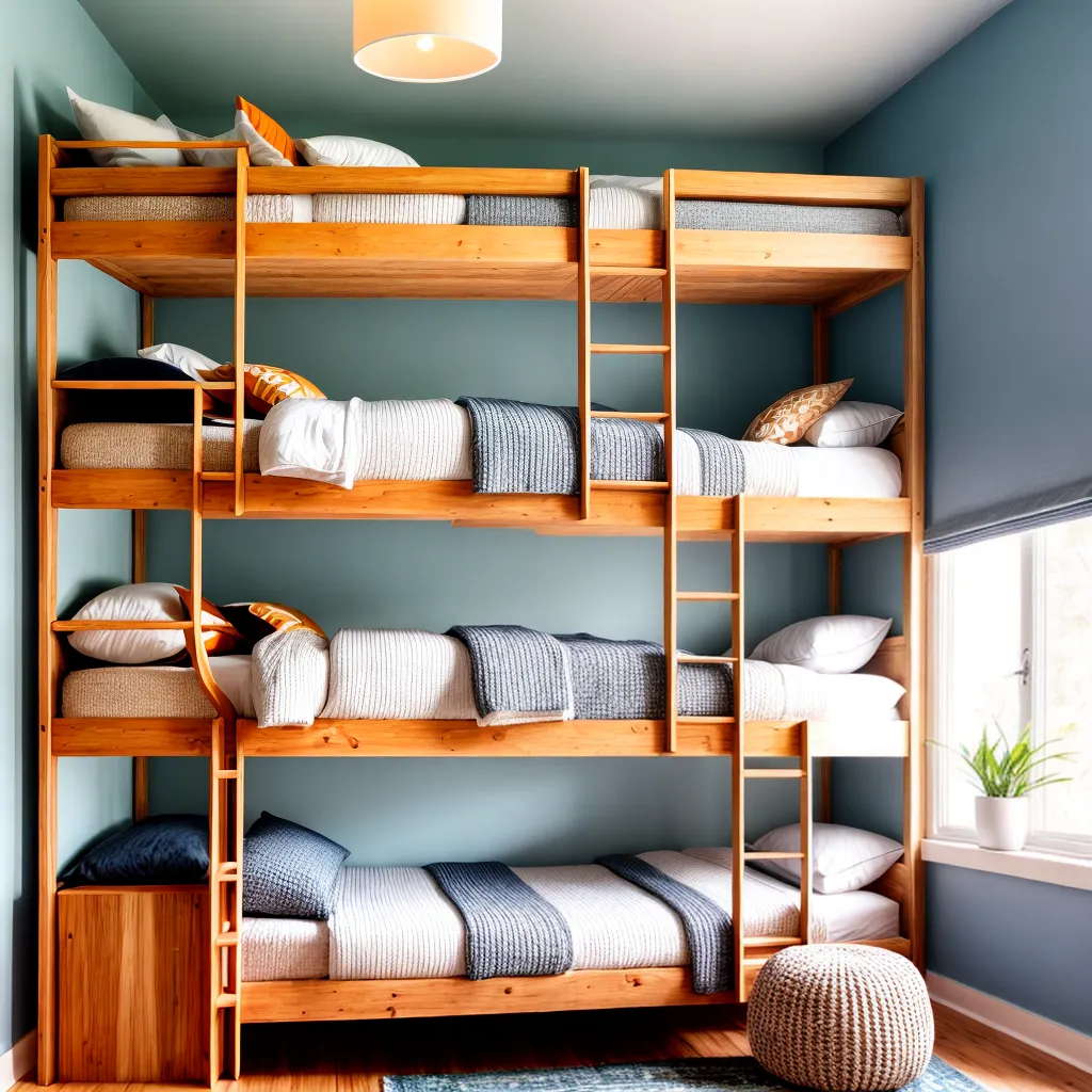 quarto triplo beliche madeira cores pastel