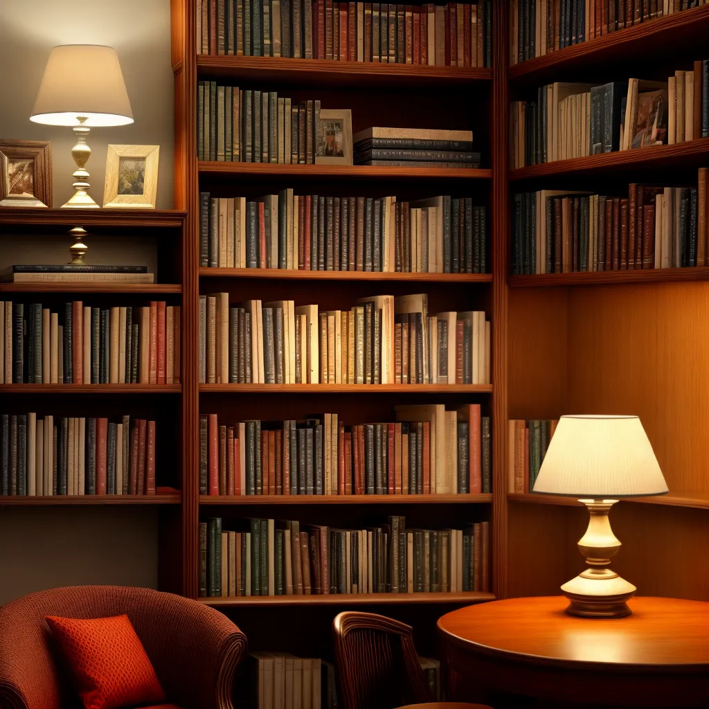 biblioteca acolhedora luz ambiente leitura
