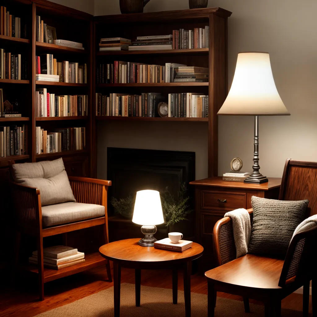 biblioteca acolhedora luz armchair leitura