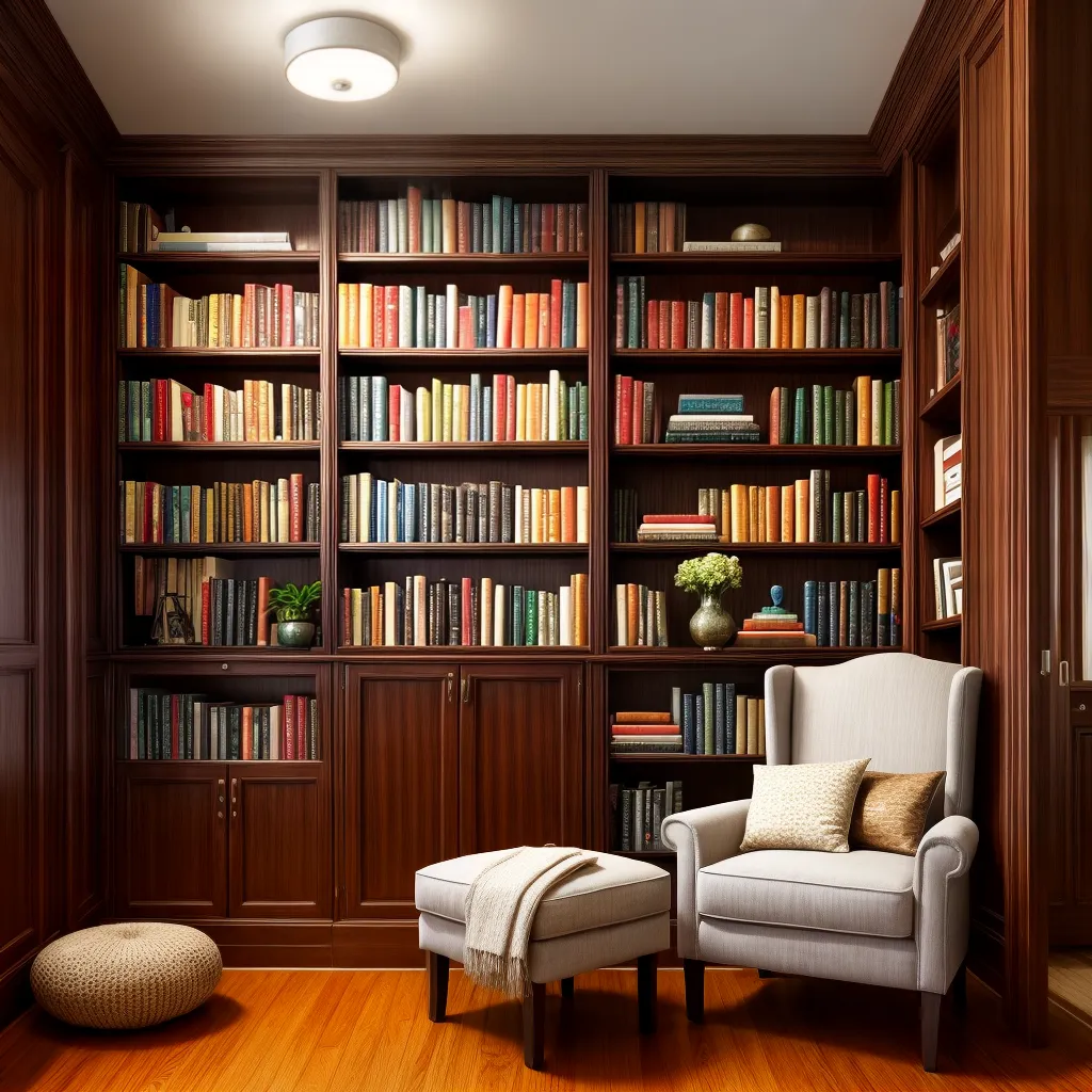 biblioteca acochegante livros poltrona