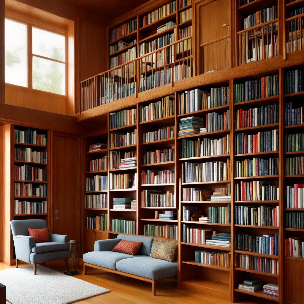 estante livros organizada biblioteca acolhedora