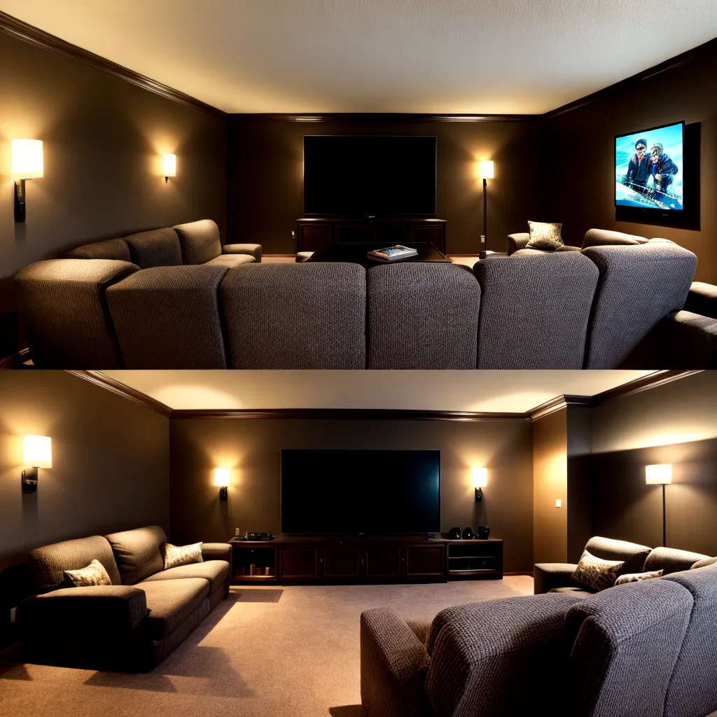 home theater confortavel poltrona iluminacao