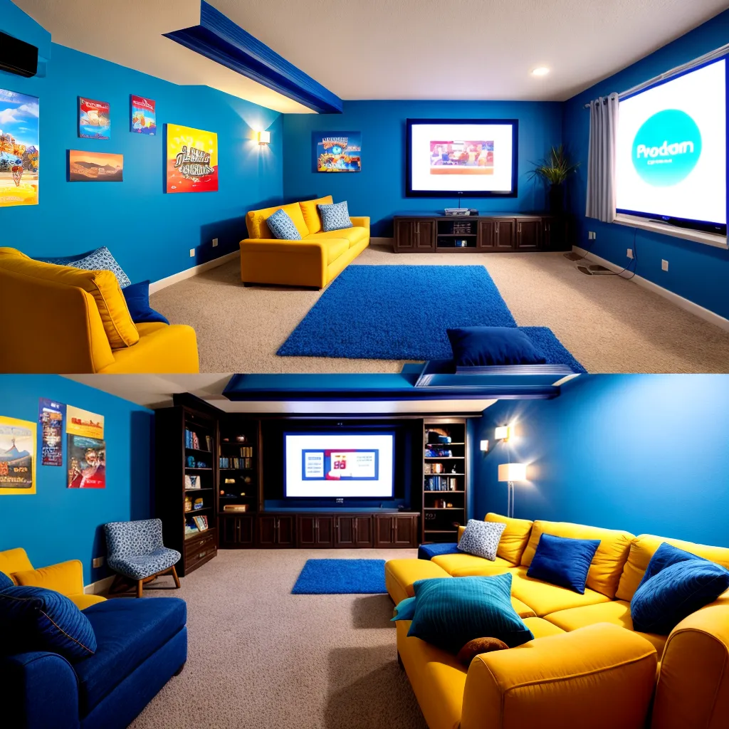 sala cinema colorida sofa led