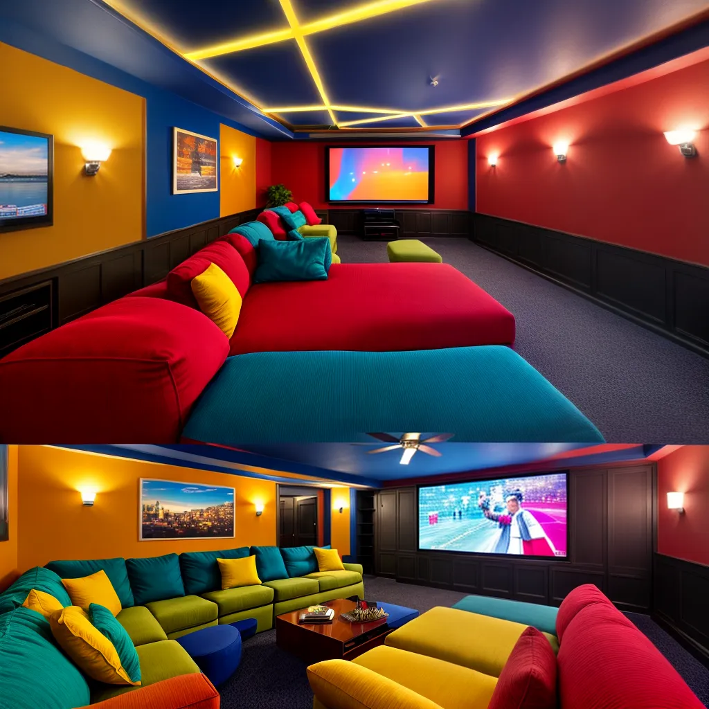 sala cinema colorida iluminacao led