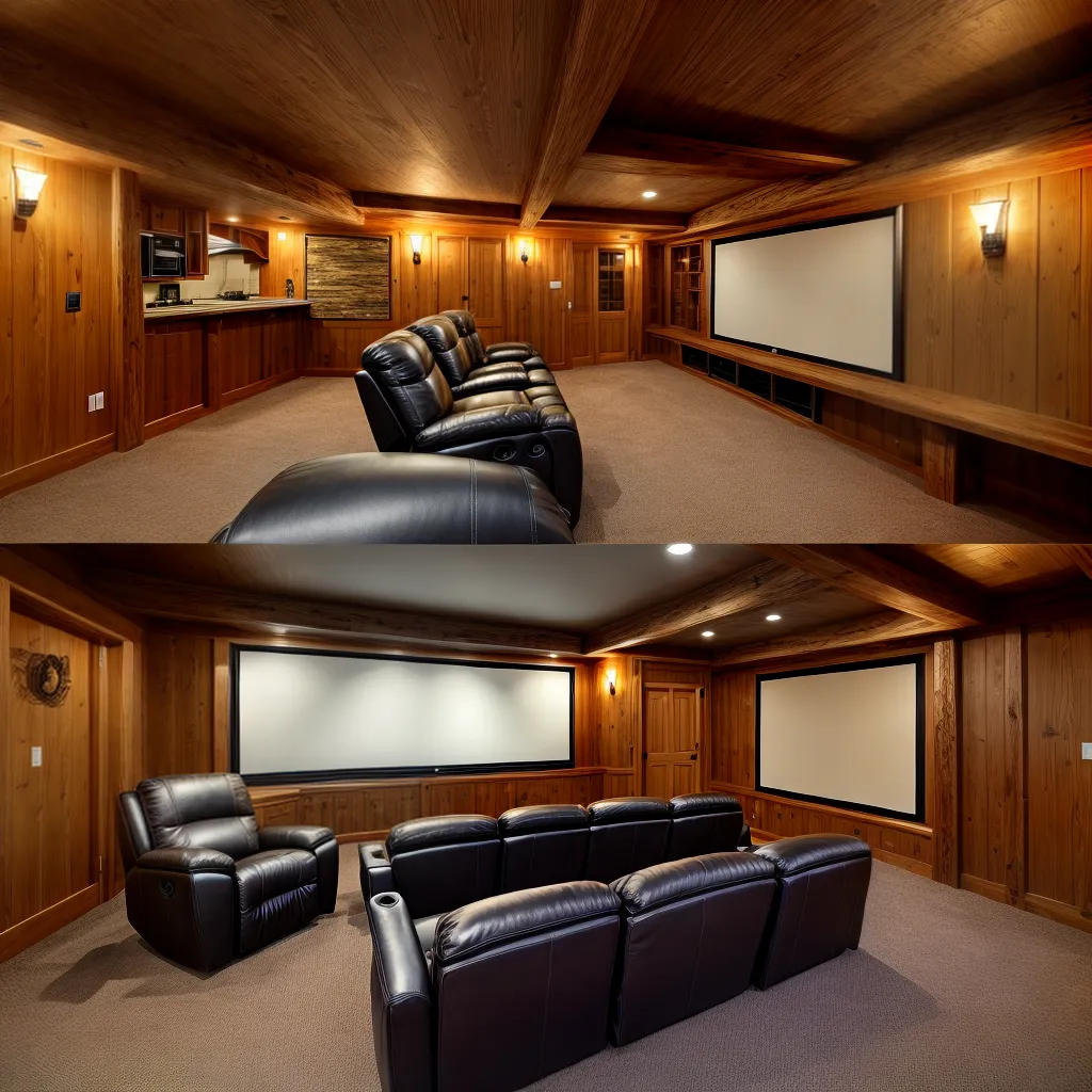 home theater rustico conforto madeira
