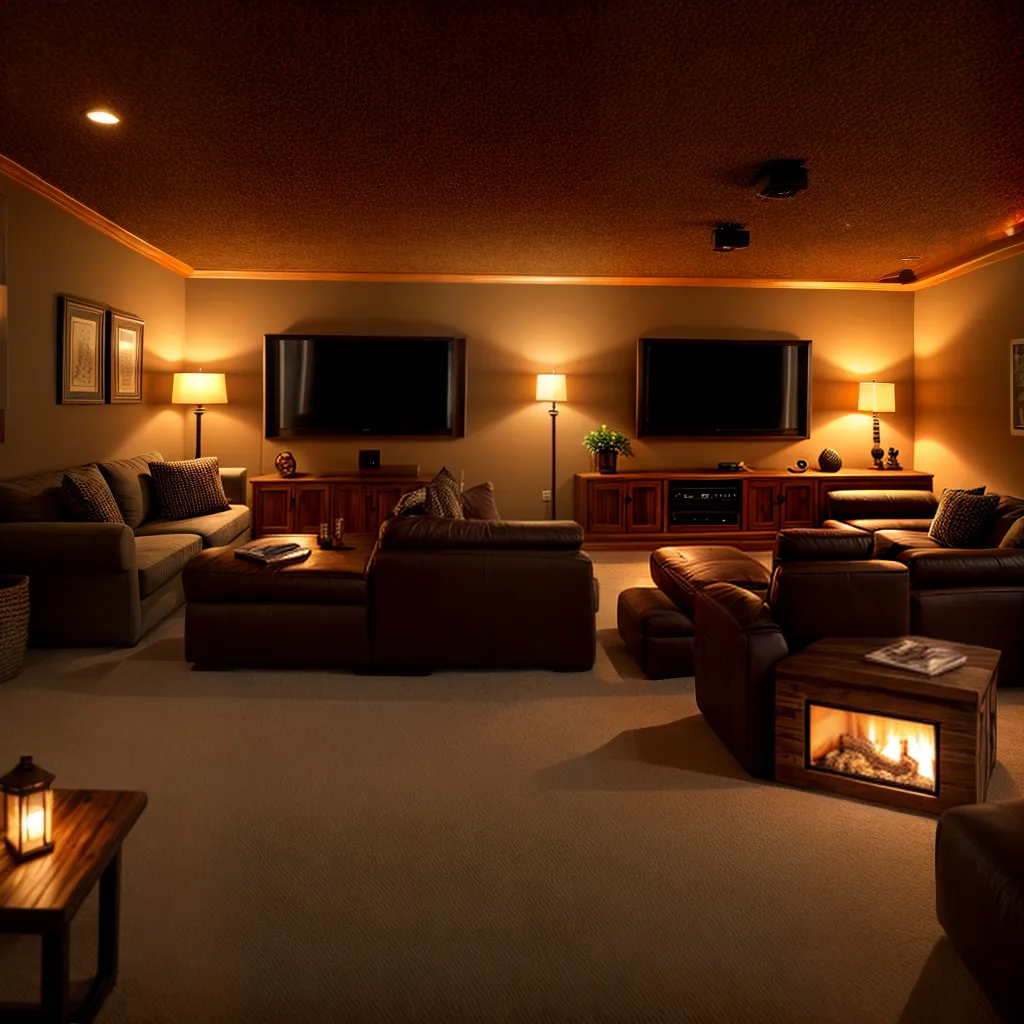 home theater rustico ambiente acolhedor
