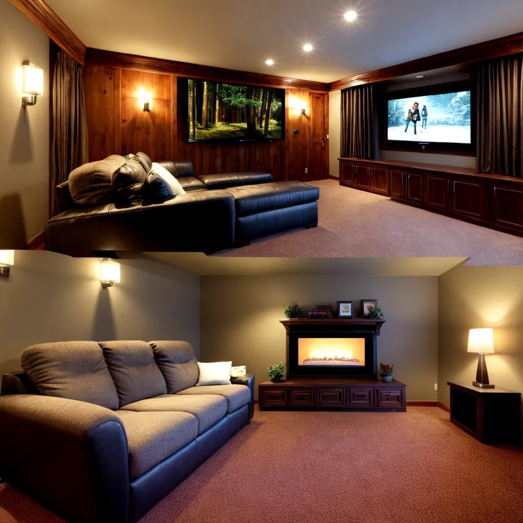 home theater rustico entretenimento sofa
