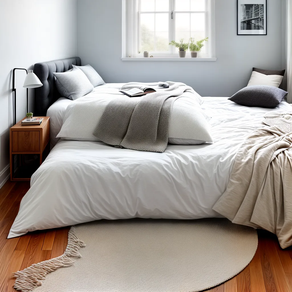 quarto aconchegante cama mesa lateral