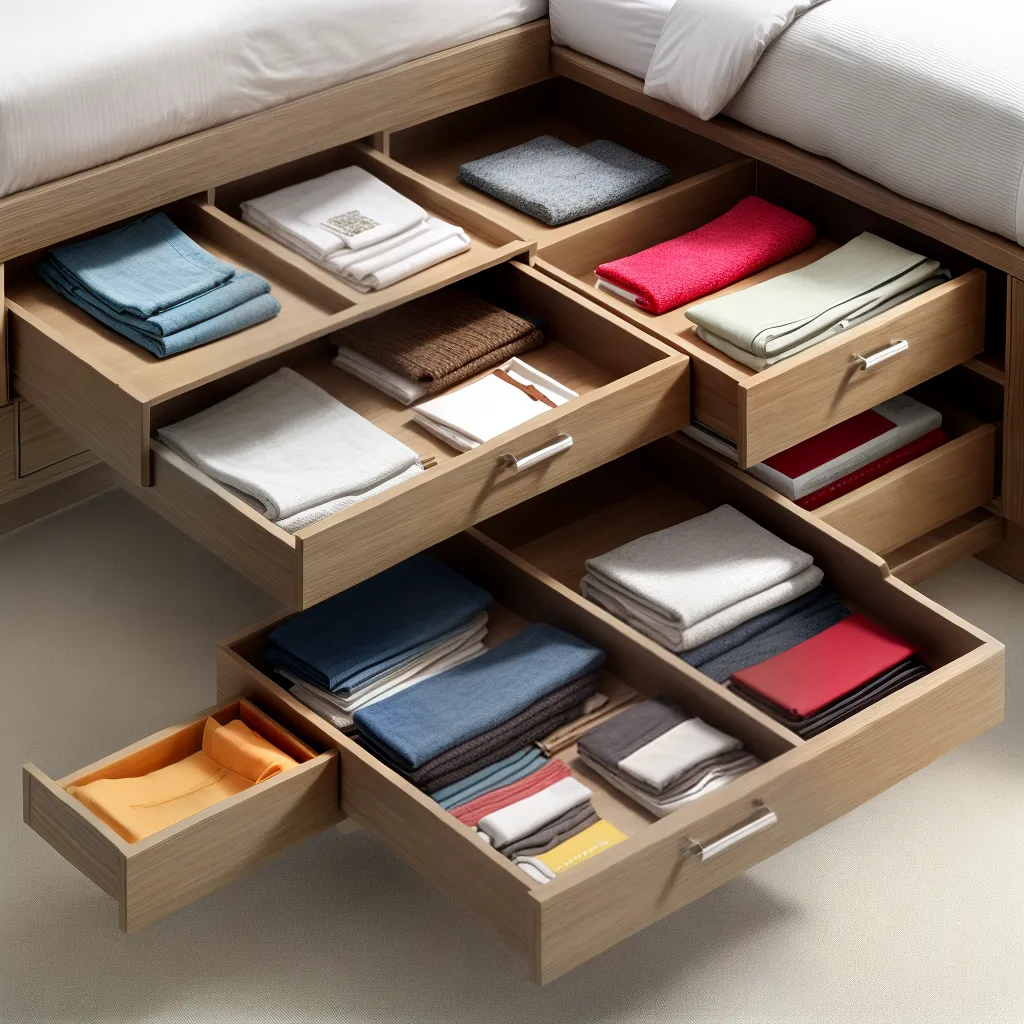 gaveta organizada cama armazenamento