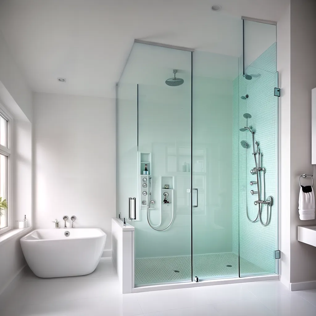 banheiro moderno tiles branco cortina estilosa