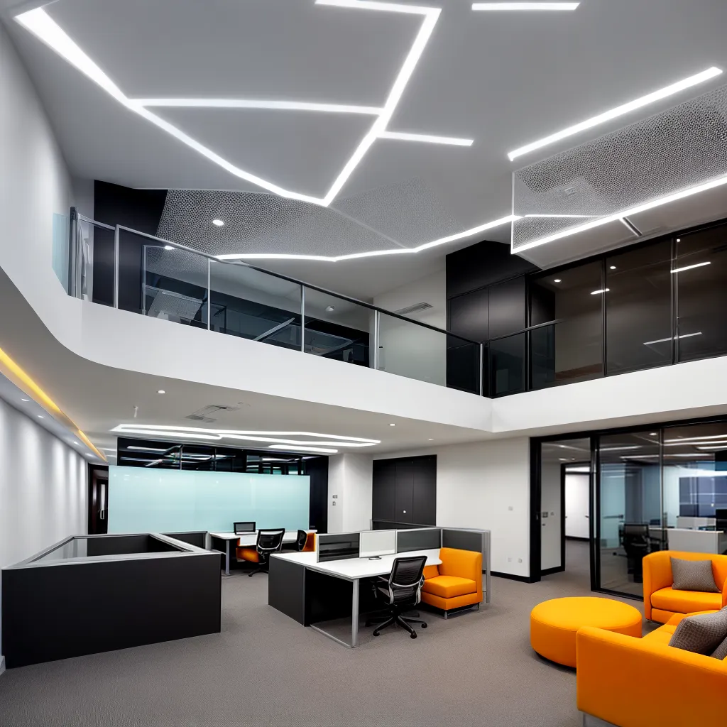 escritorio moderno teto suspenso design inovador
