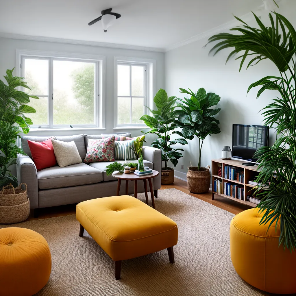 sala decorada sofa colorido feng shui
