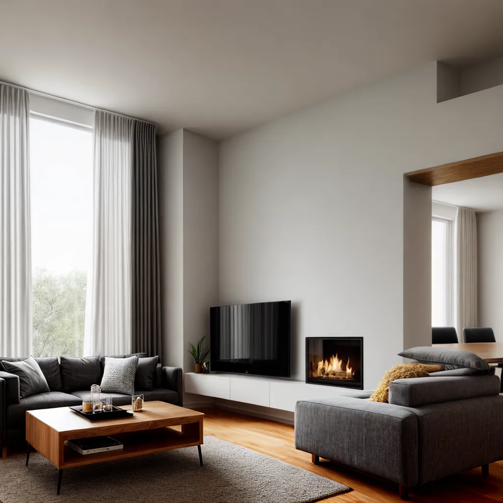 sala estar sofa lareira conforto