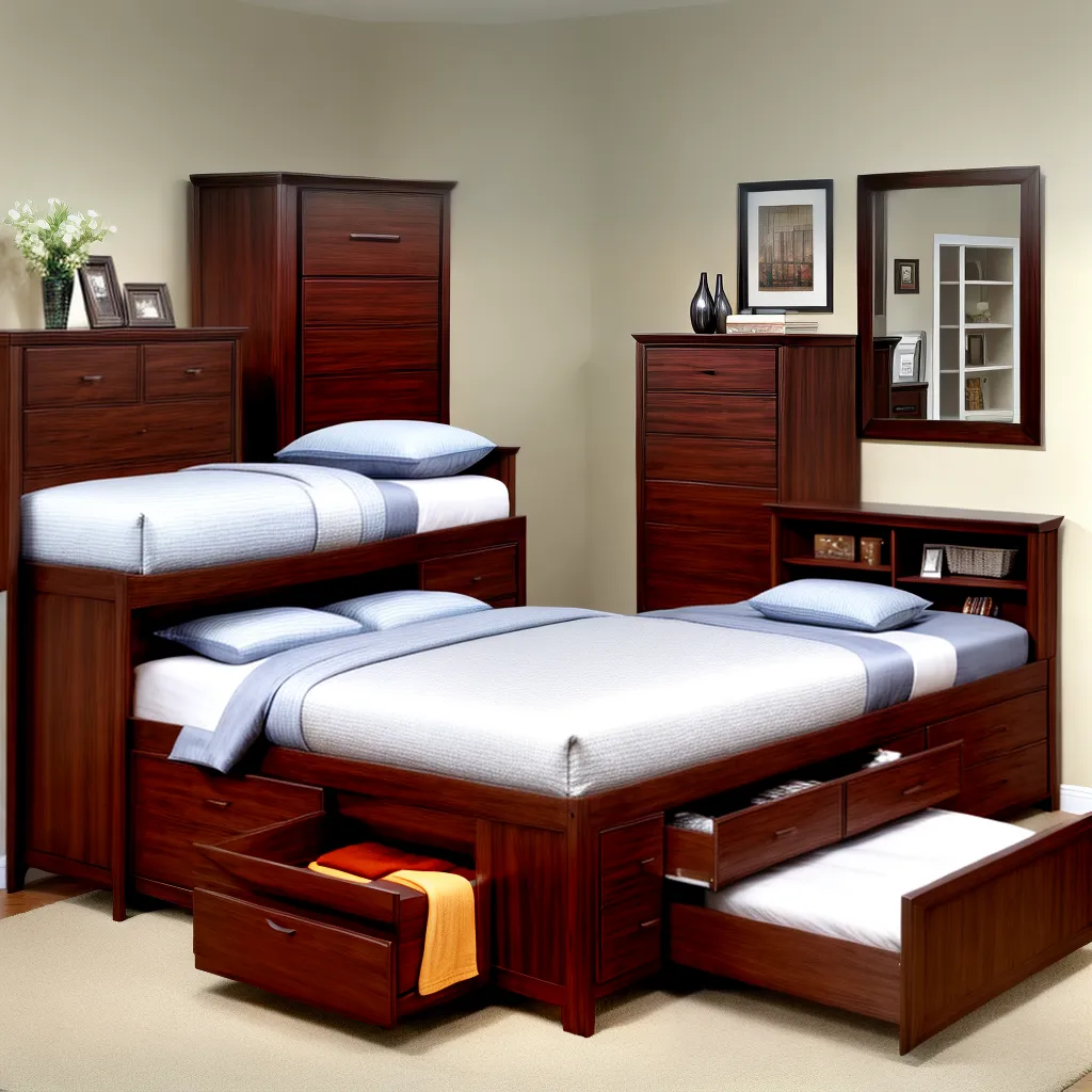 cama madeira gavetas mahogany