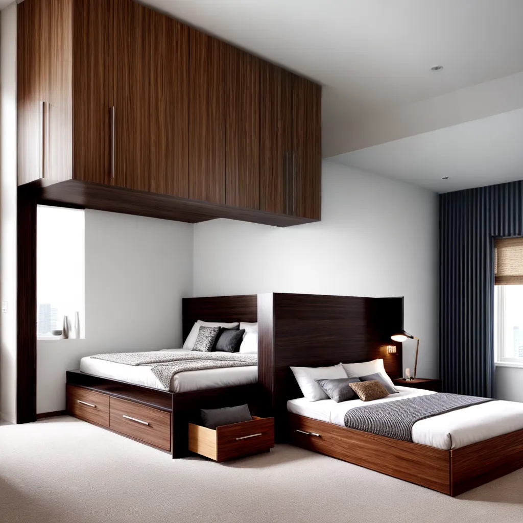 quarto moderno cama madeira elegante