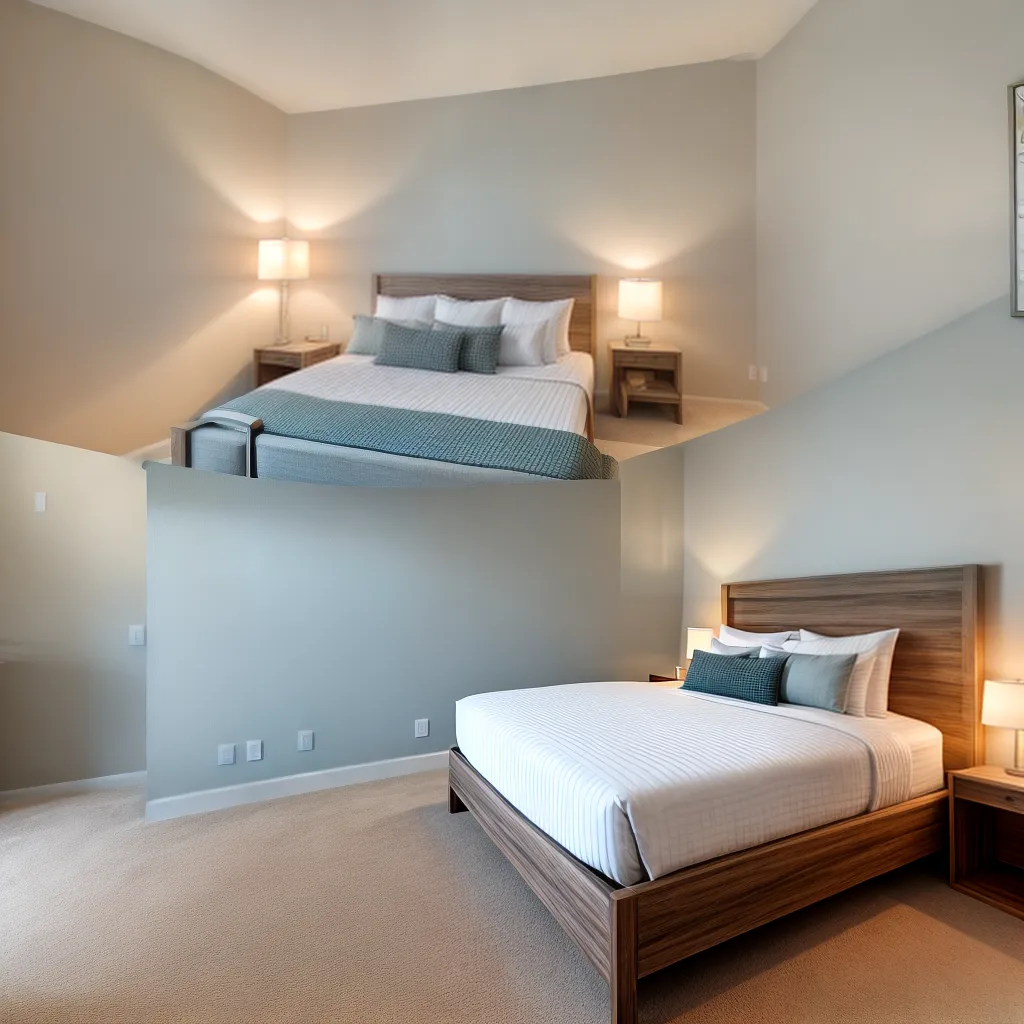 quarto acolhedor cama iluminada