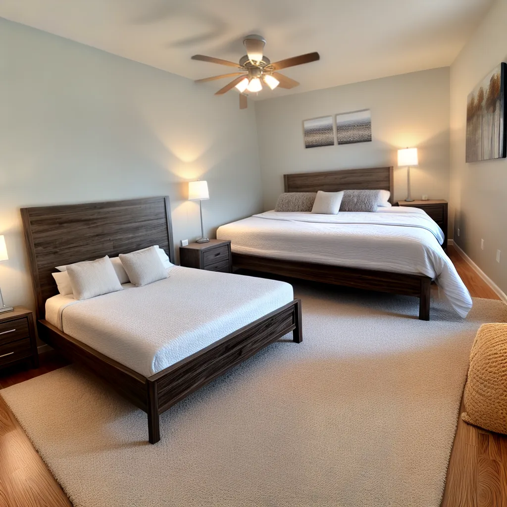 quarto acolhedor cama moderna iluminada