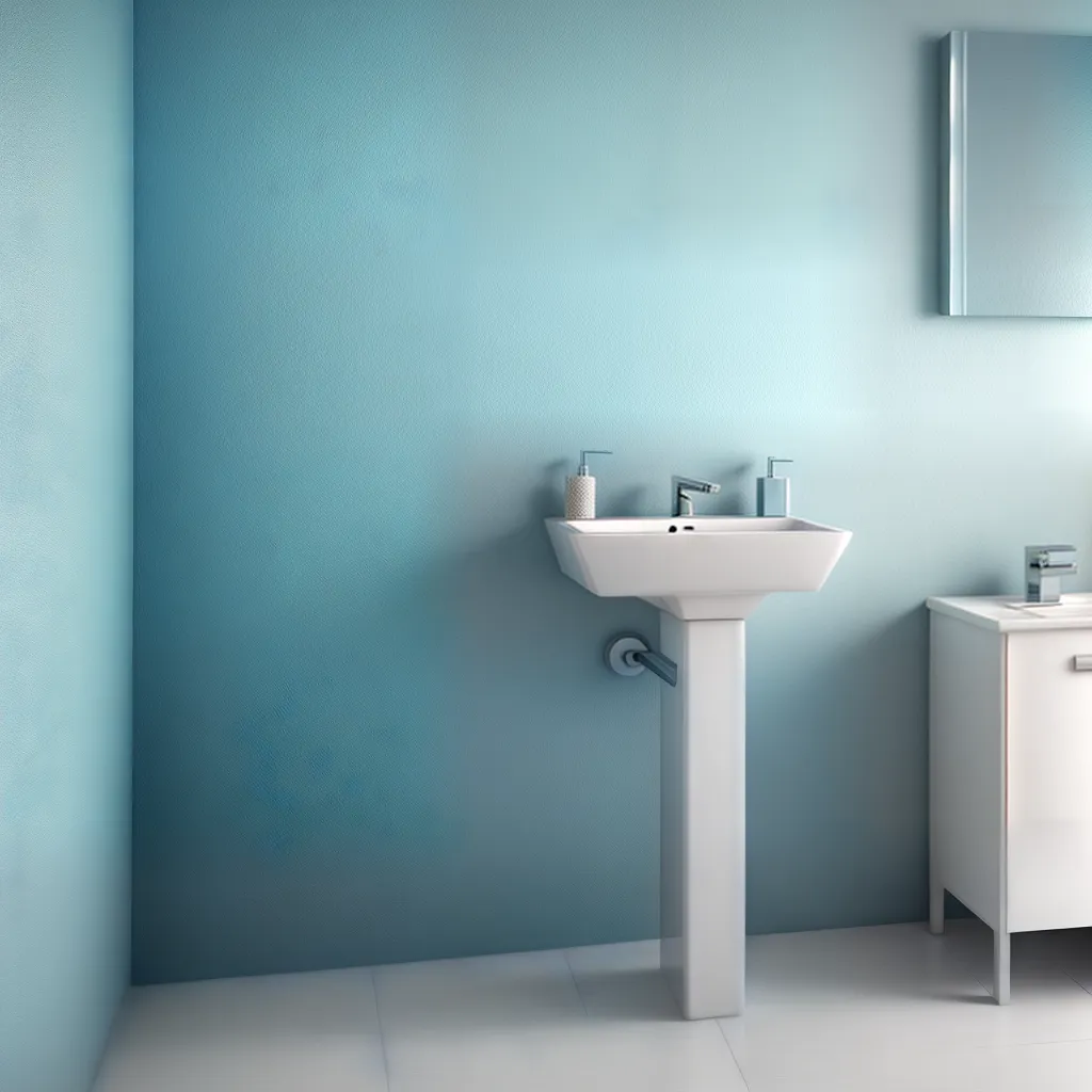 parede banheiro pintura azul resistente