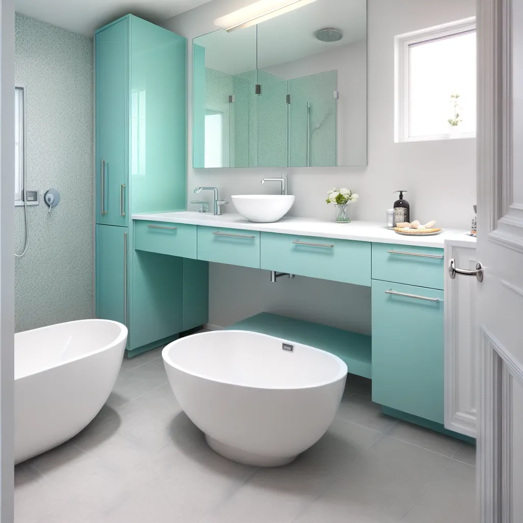 banheiro moderno azul aqua