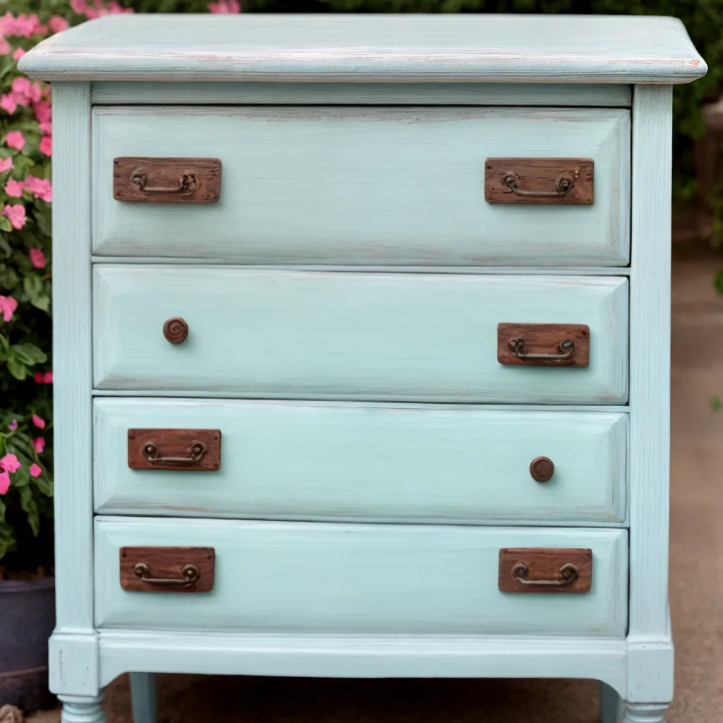 comoda antiga restaurada azul pastel