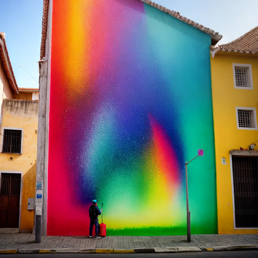 arte rua lata spray mural arcoiris