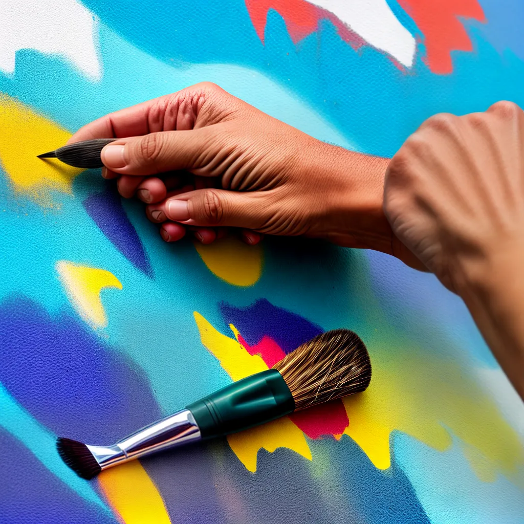 artista mural pincel colorido