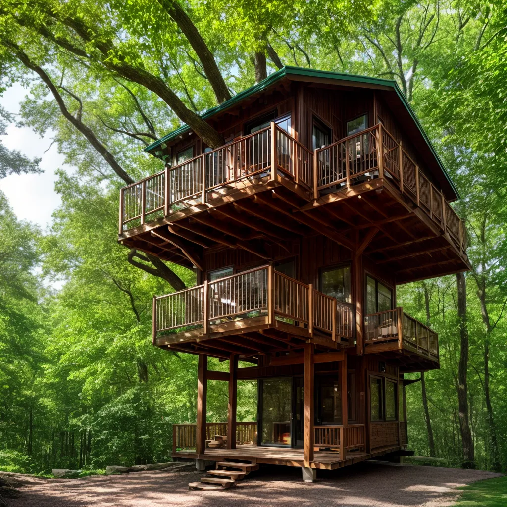 casa na arvore verde janela varanda